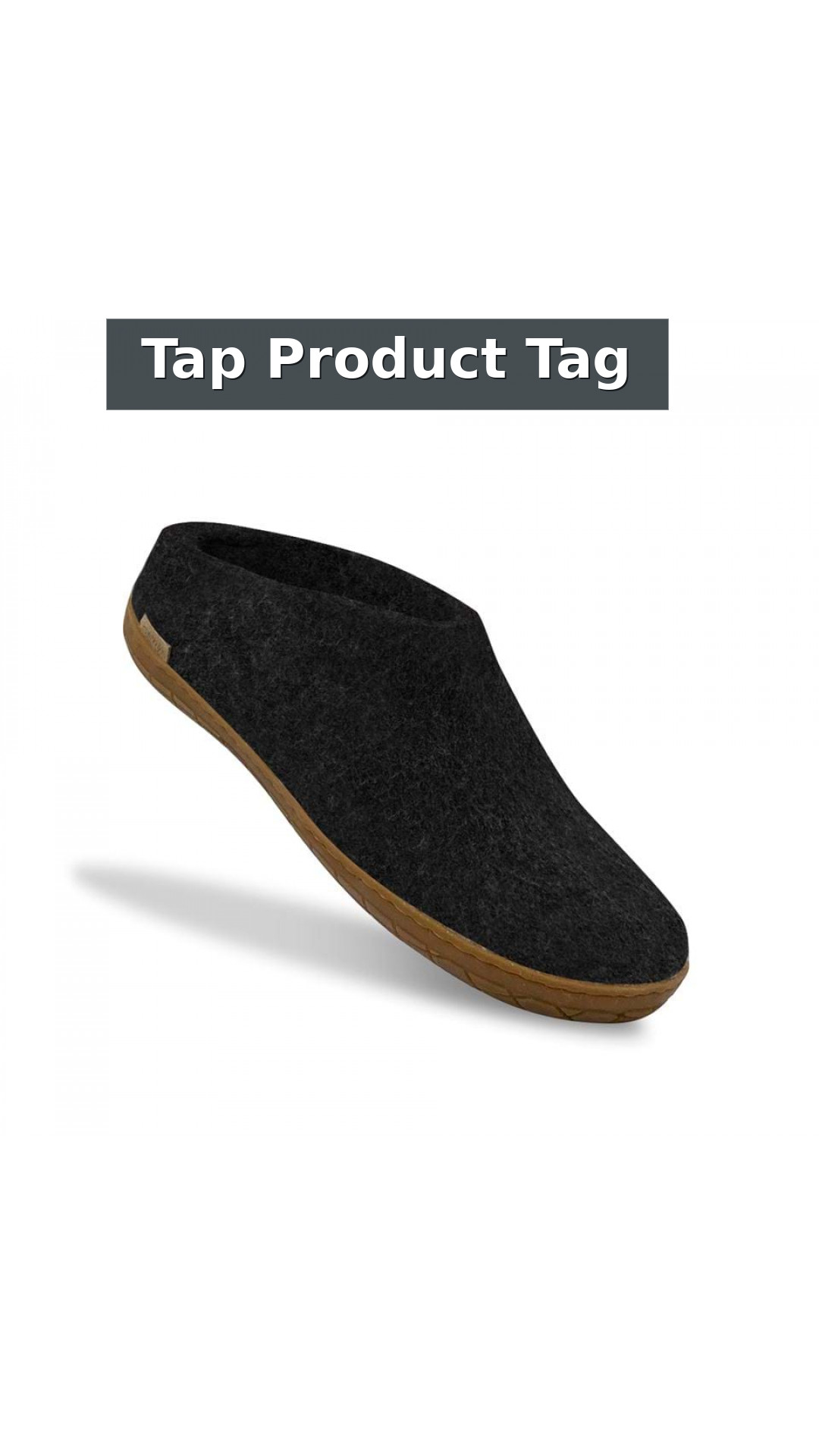 Glerups Wool Open Heel Unisex Slipper / Slip-on Clog - Rubber Sole - Model BR style detail 12: Tap Product Tag