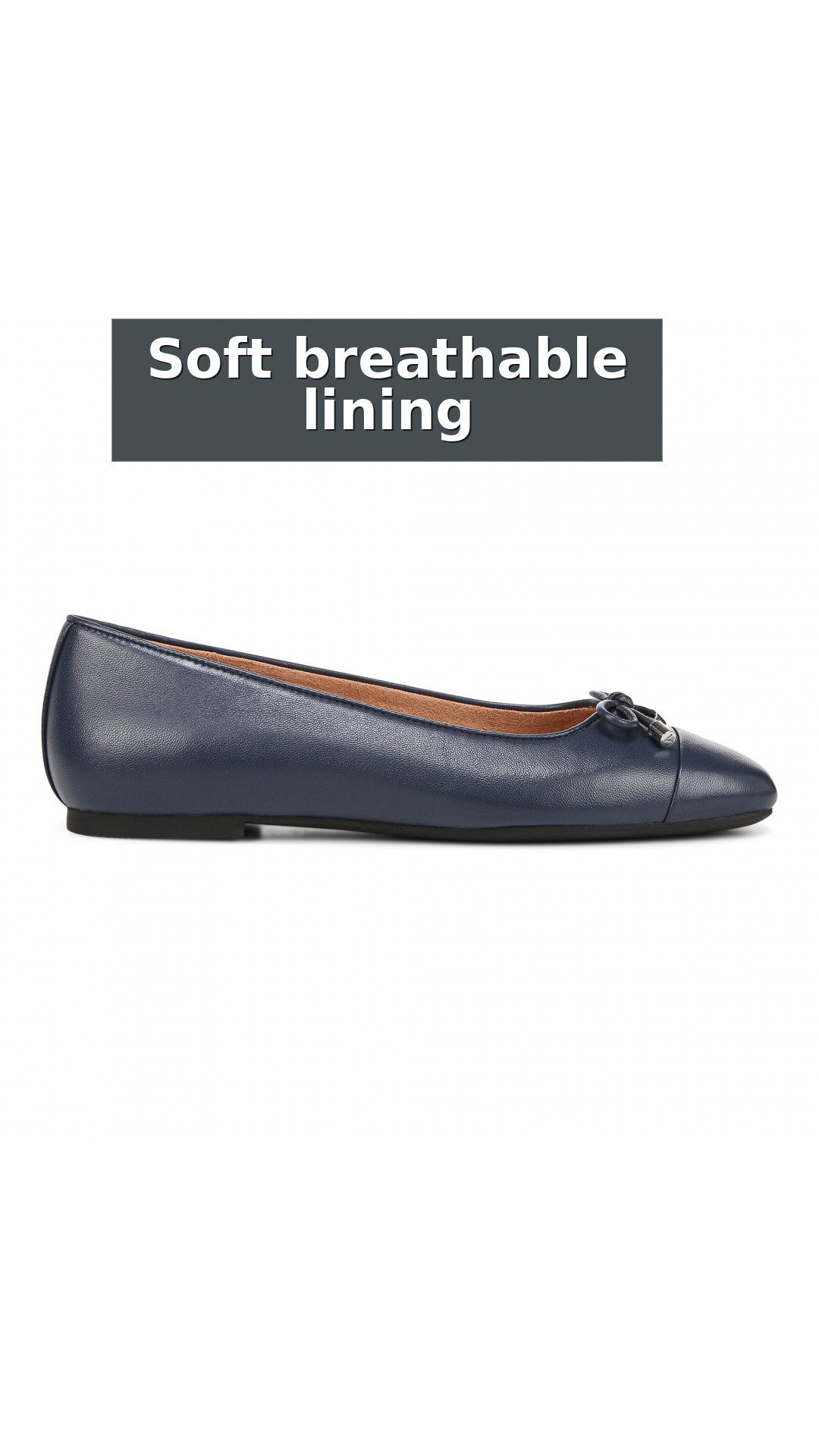 Vionic Klara Women's Ballet Comfort Flat style detail 11: Soft breathable lining