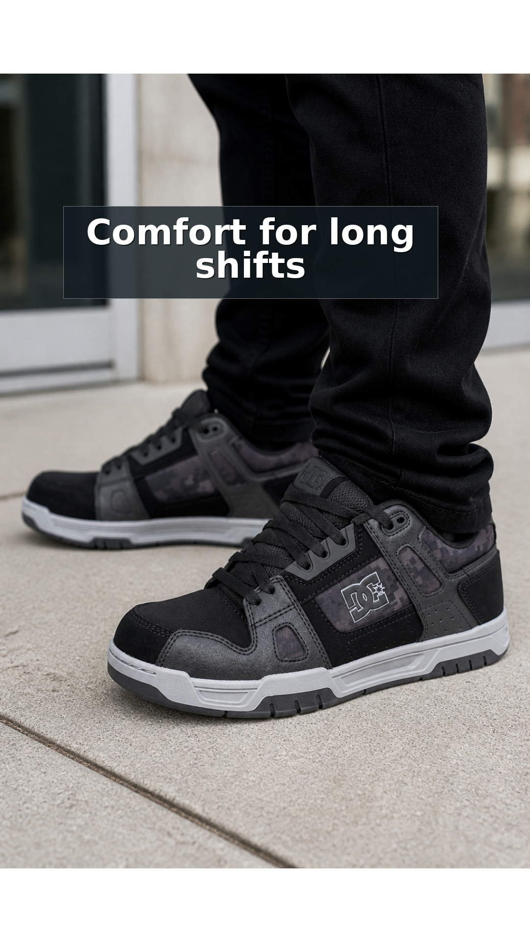 Explore DC Work Crew Stag Work Men's Composite Toe Work Shoe - Black/Gray style guide