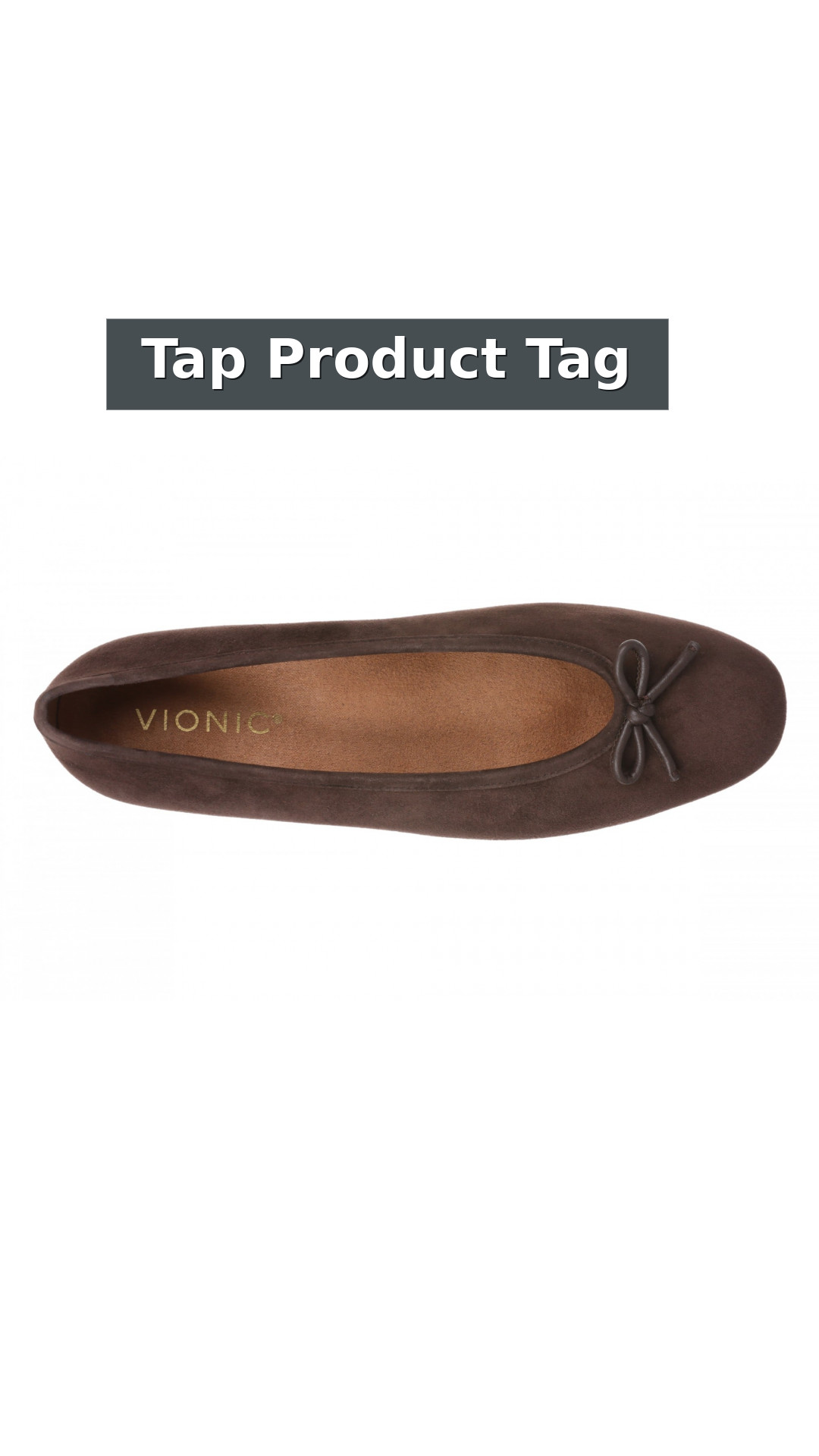Vionic Larissa Orthotic Comfort Women's Wedge Flat style detail 12: Tap Product Tag