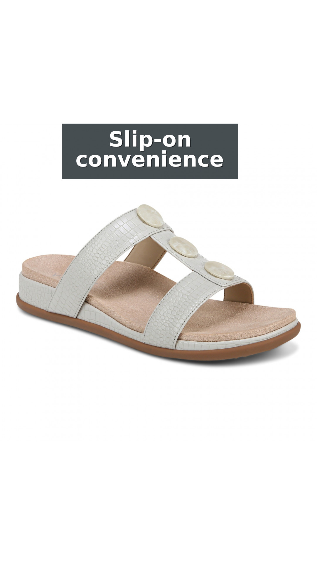 Vionic Serra Women's T-Strap Slip-on Supportive Sandal style detail 5: Slip-on convenience
