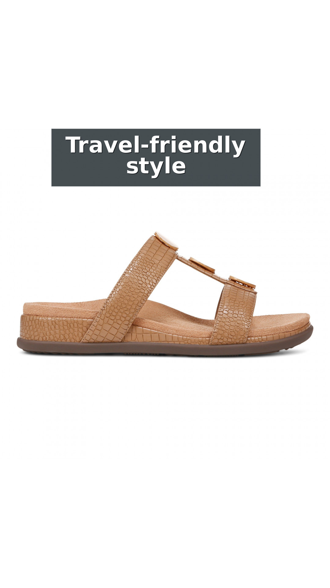 Vionic Serra Women's T-Strap Slip-on Supportive Sandal style detail 9: Travel-friendly style