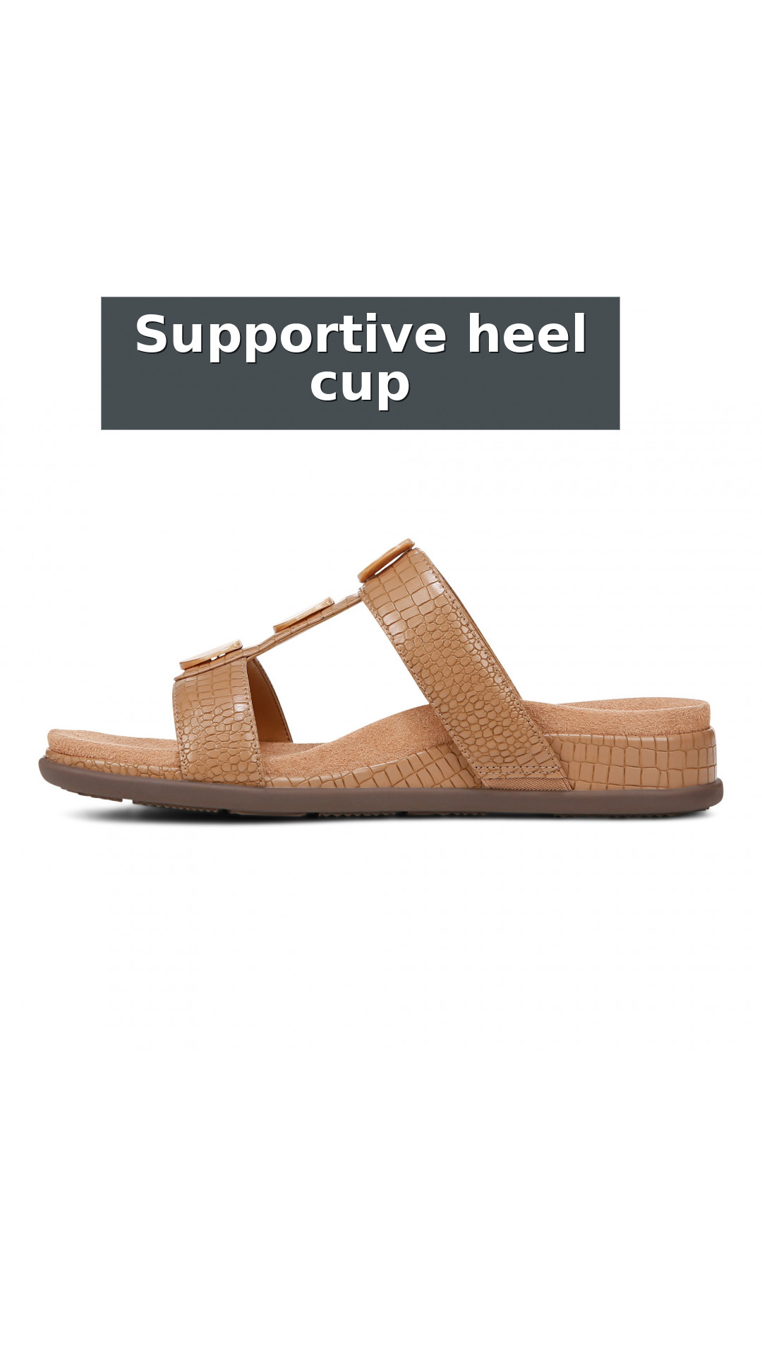 Vionic Serra Women's T-Strap Slip-on Supportive Sandal style detail 11: Supportive heel cup