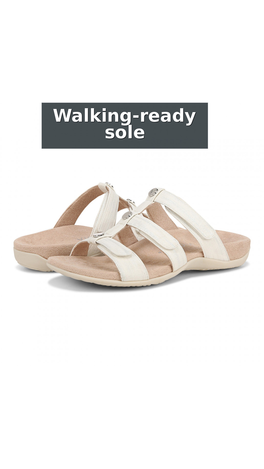 Vionic Amber Pearl Slide Women's Supportive Slip-on Sandal style detail 7: Walking-ready sole