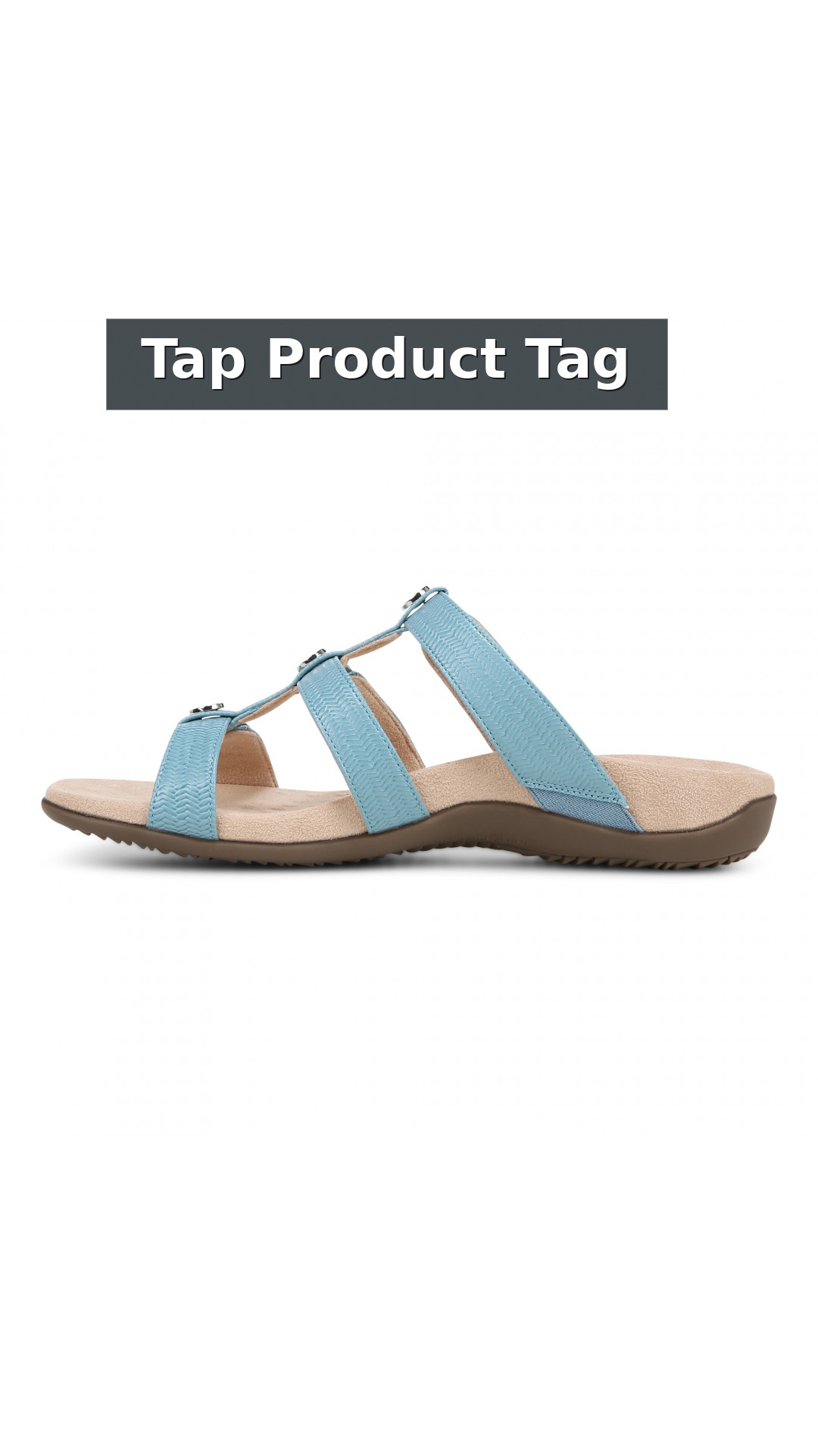Vionic Amber Pearl Slide Women's Supportive Slip-on Sandal style detail 12: Tap Product Tag