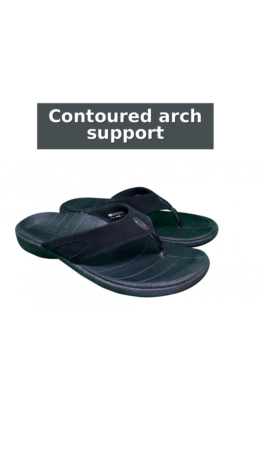 SOLE Men's Sport Flip Flops - Orthotic Support Sandal style detail 4: Contoured arch support