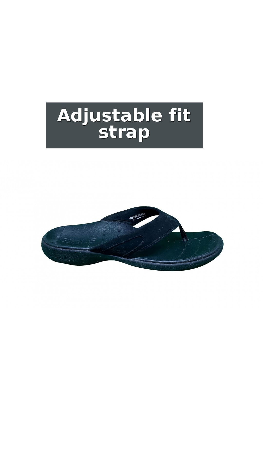 SOLE Men's Sport Flip Flops - Orthotic Support Sandal style detail 7: Adjustable fit strap