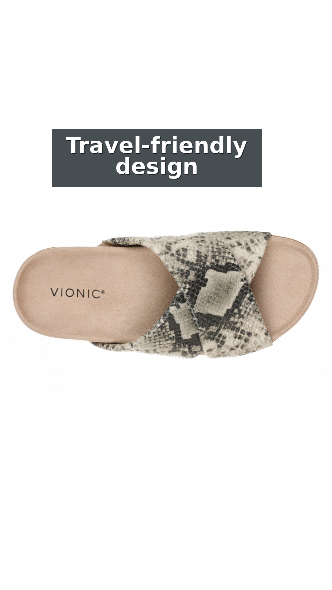 Vionic Etna Women's Comfort Arch Support Slide Sandal style detail 8: Travel-friendly design