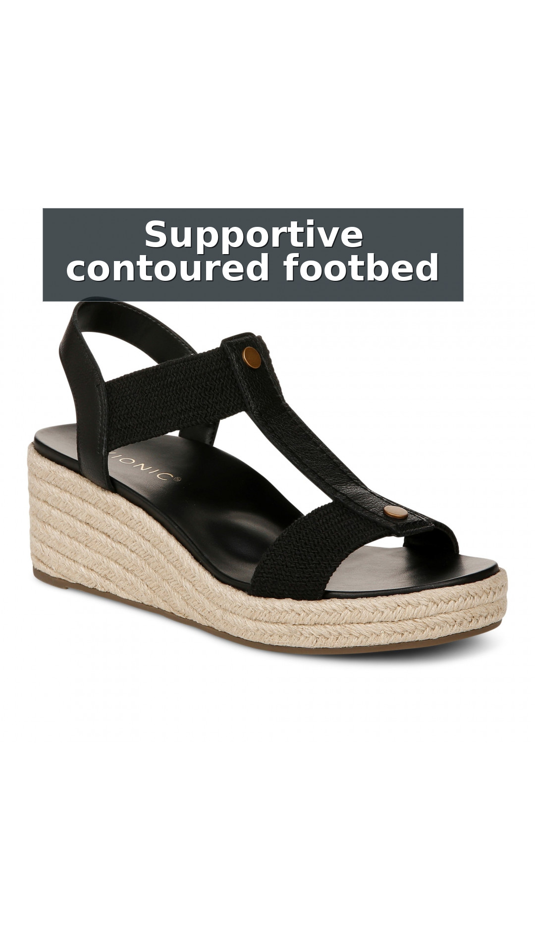 Vionic Calera Women's Espadrille Comfort Wedge Sandal style detail 2: Supportive contoured footbed