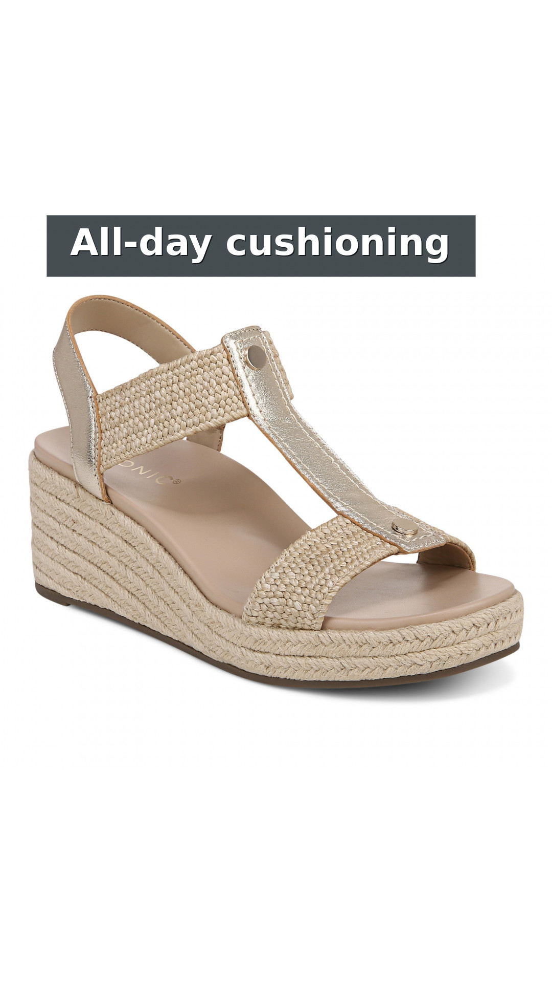 Vionic Calera Women's Espadrille Comfort Wedge Sandal style detail 3: All-day cushioning