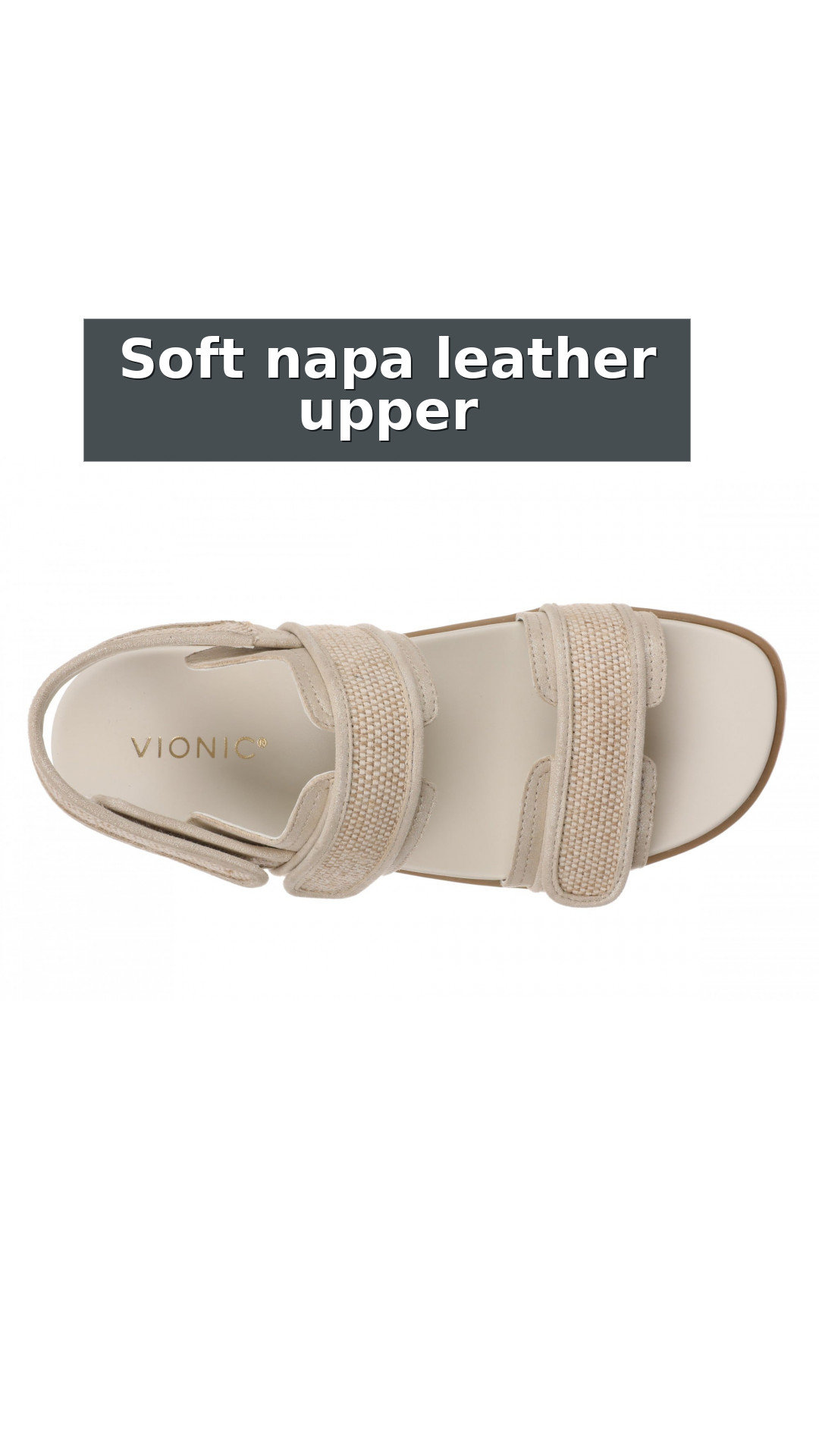 Vionic Cassidy Women's Adjustable Strap Sandal style detail 6: Soft napa leather upper