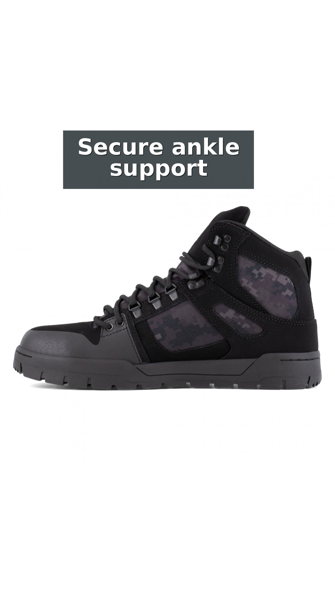 DC Work Crew Pure Work Men's Composite Toe - Waterproof Work High-Top - Black Camo Men's Work Shoe style detail 4: Secure ankle support