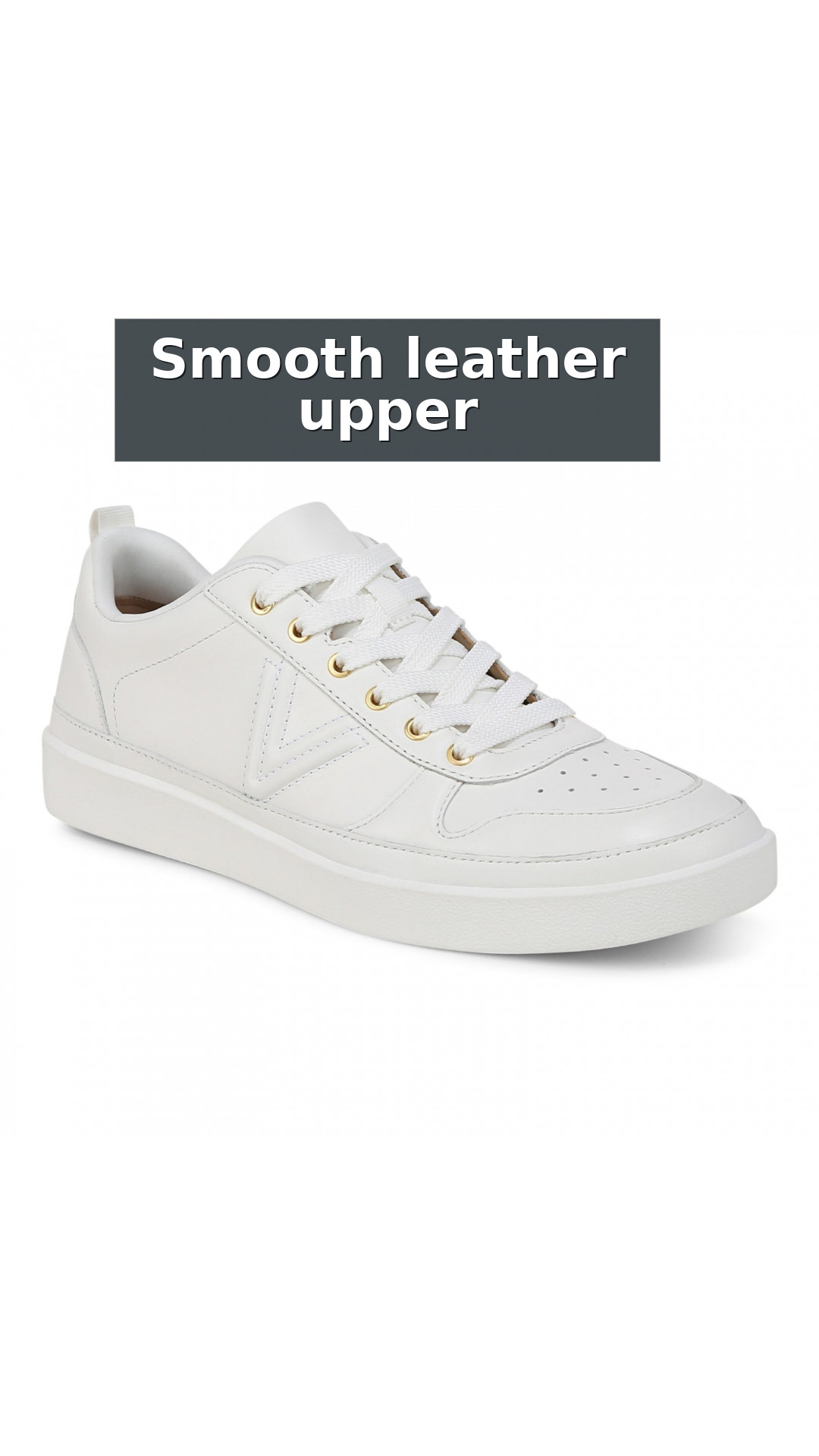 Vionic Elise Women's Leather Casual Comfort Sneakers style detail 5: Smooth leather upper