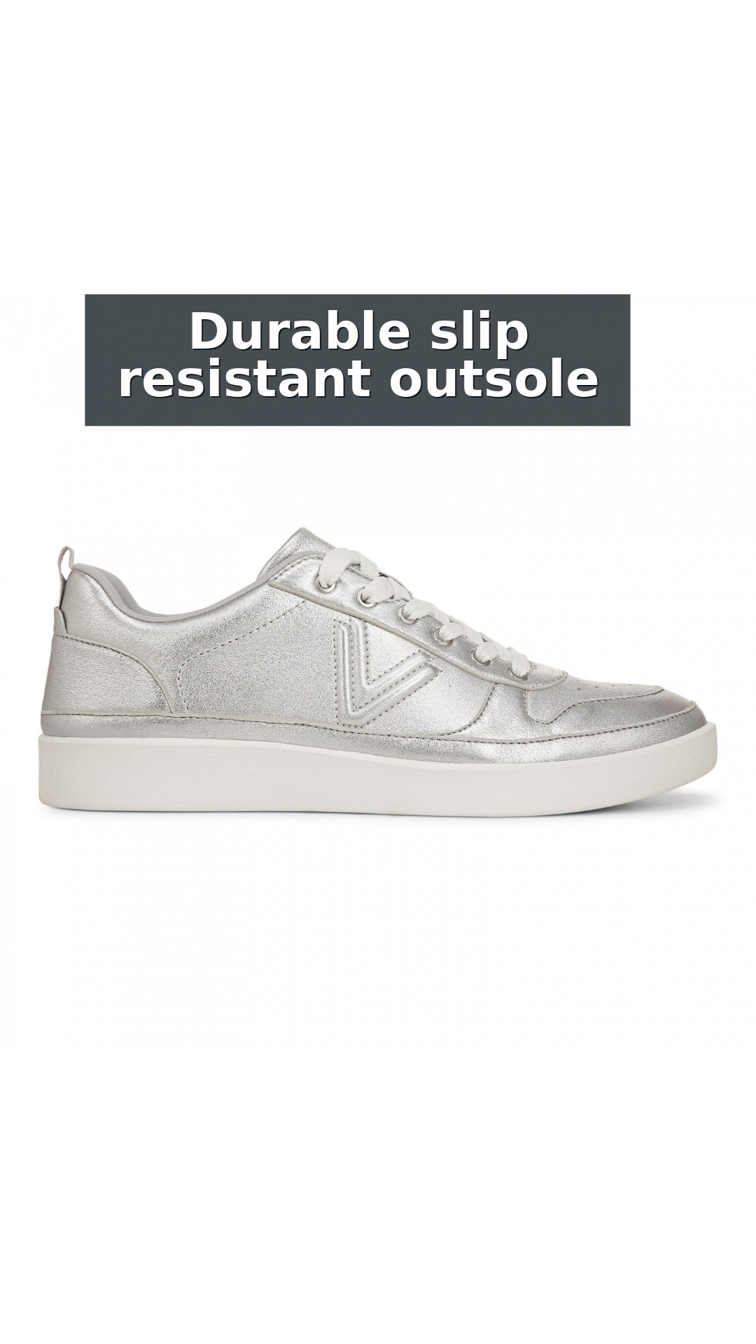 Vionic Elise Women's Leather Casual Comfort Sneakers style detail 7: Durable slip resistant outsole