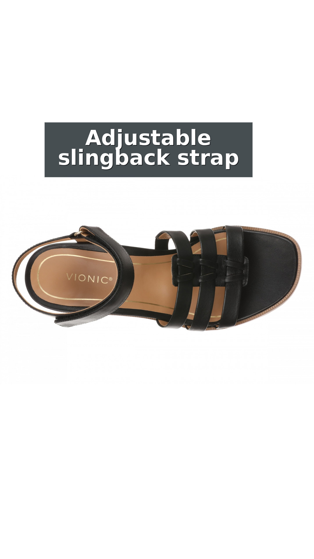 Vionic Maisy Women's Orthotic Supportive Heeled Sandal style detail 4: Adjustable slingback strap