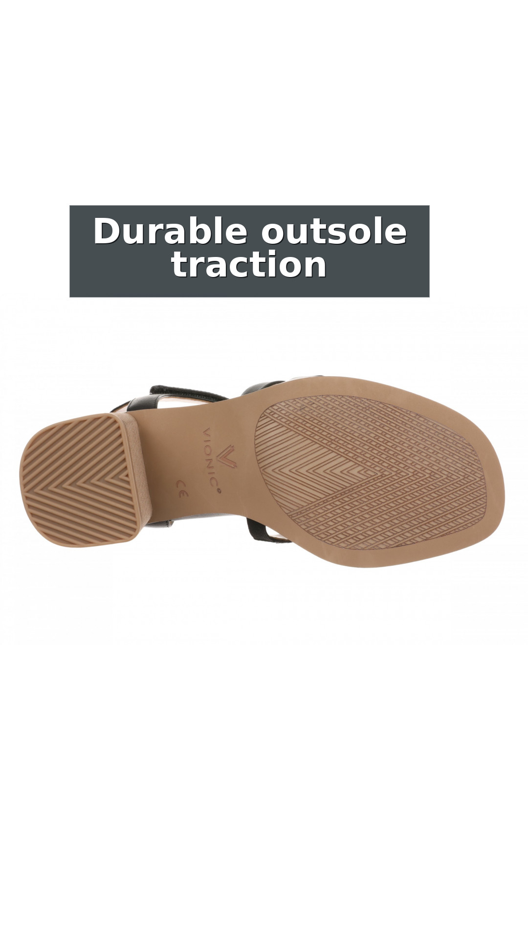 Vionic Maisy Women's Orthotic Supportive Heeled Sandal style detail 10: Durable outsole traction