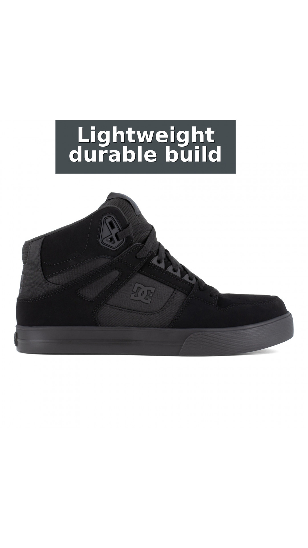DC Work Crew Pure Work Men's Composite Toe Work High-Top - Black/Dark Gray style detail 3: Lightweight durable build