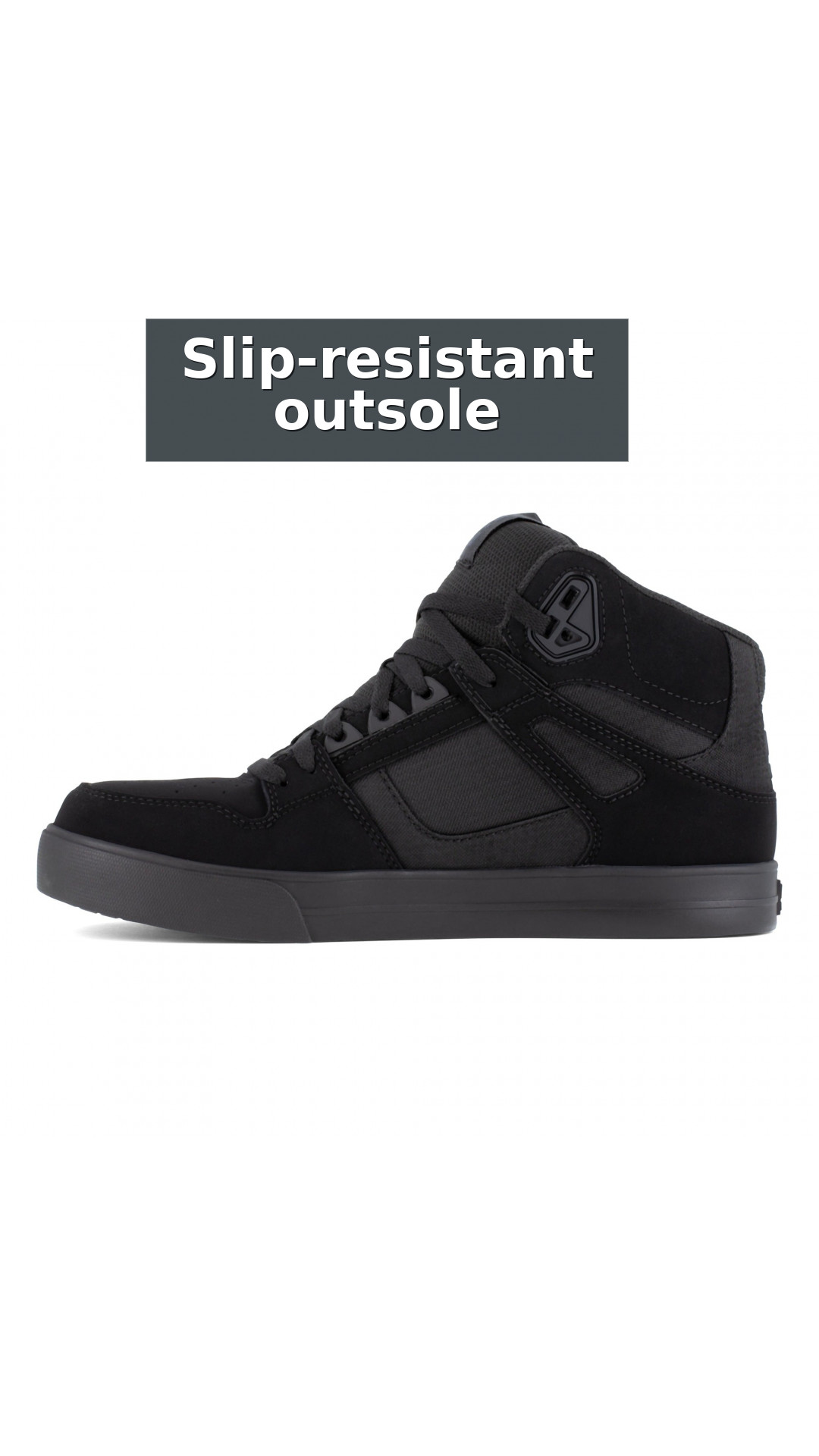 DC Work Crew Pure Work Men's Composite Toe Work High-Top - Black/Dark Gray style detail 4: Slip-resistant outsole