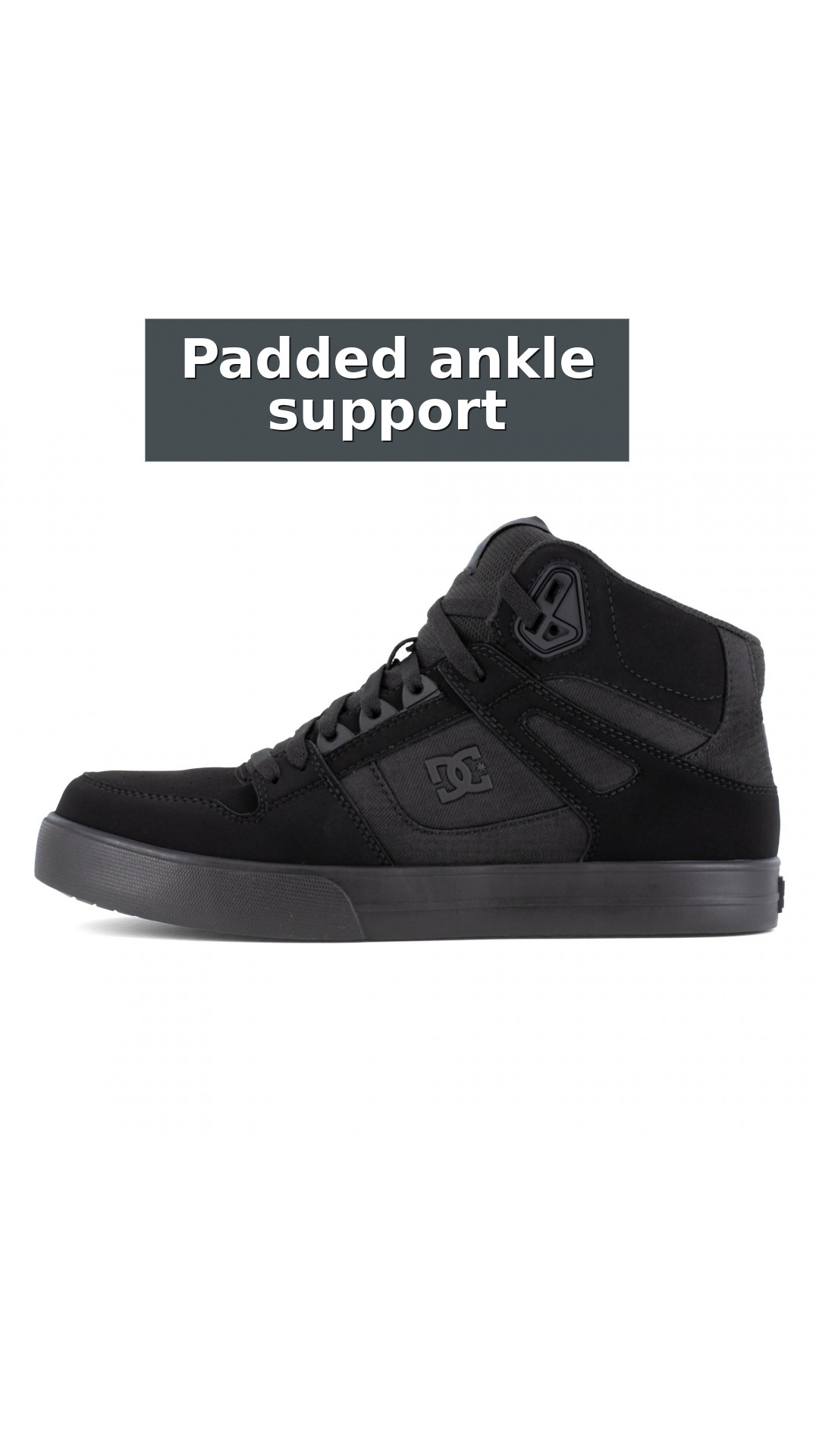 DC Work Crew Pure Work Men's Composite Toe Work High-Top - Black/Dark Gray style detail 5: Padded ankle support