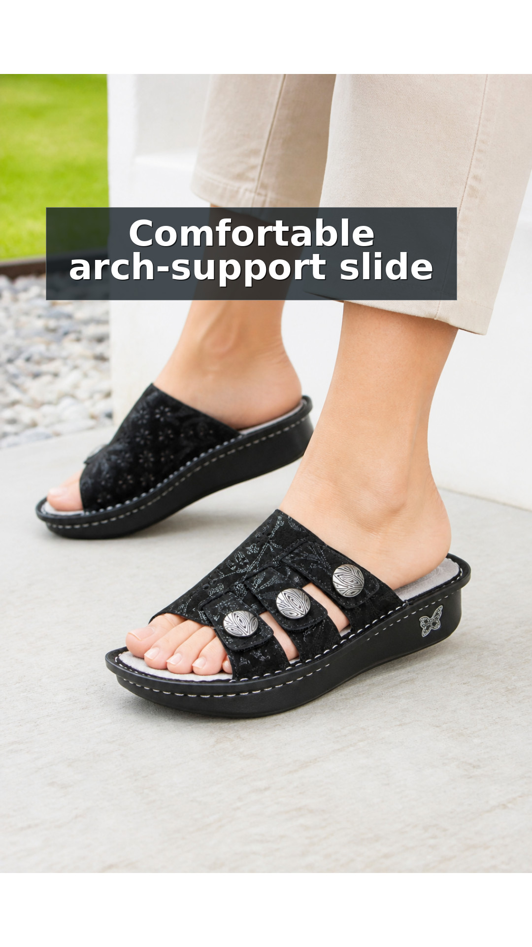 Explore Alegria Julee Comfort Arch Support Women's Slide Sandal style guide