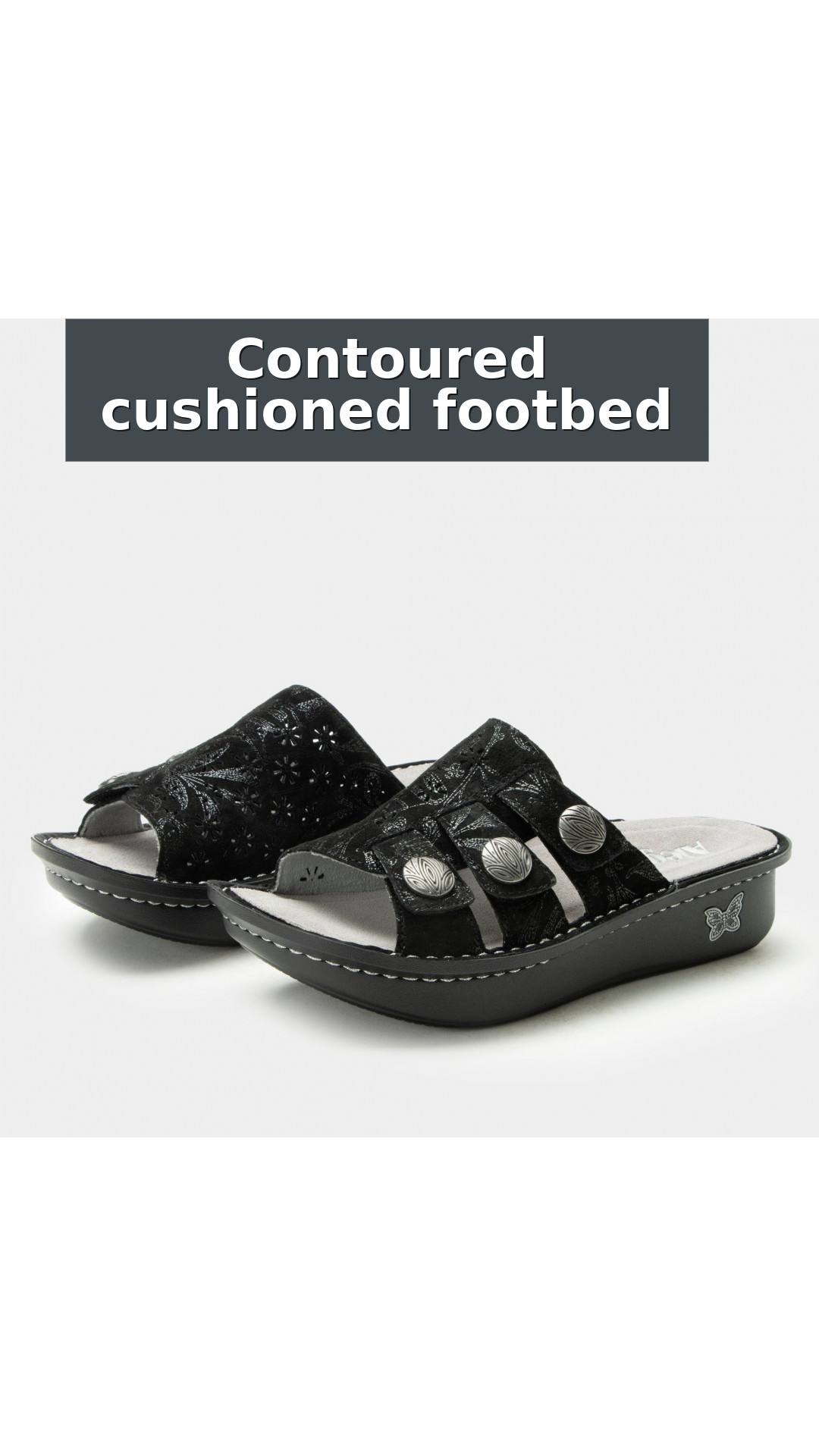 Alegria Julee Comfort Arch Support Women's Slide Sandal style detail 2: Contoured cushioned footbed