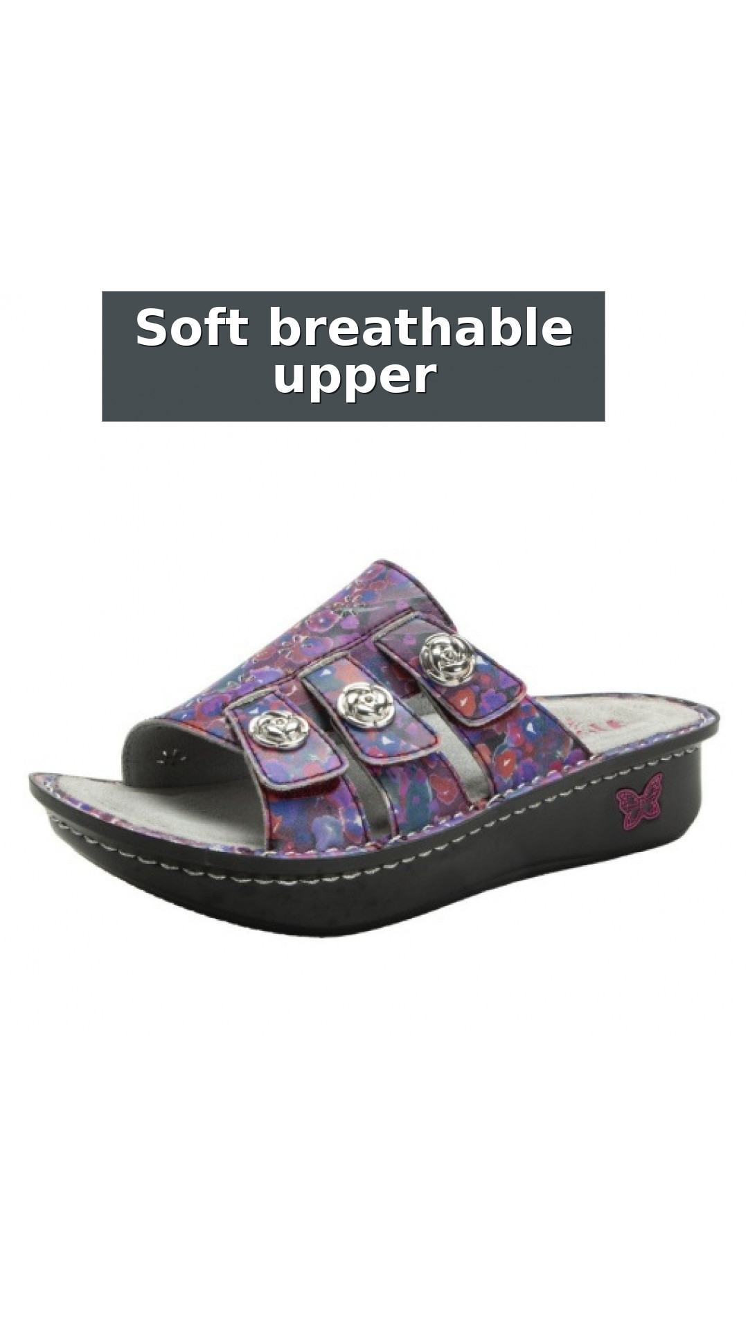 Alegria Julee Comfort Arch Support Women's Slide Sandal style detail 4: Soft breathable upper