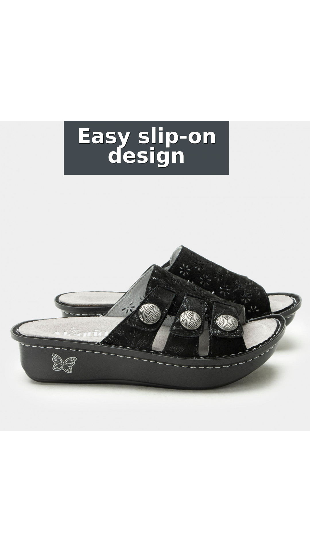 Alegria Julee Comfort Arch Support Women's Slide Sandal style detail 6: Easy slip-on design