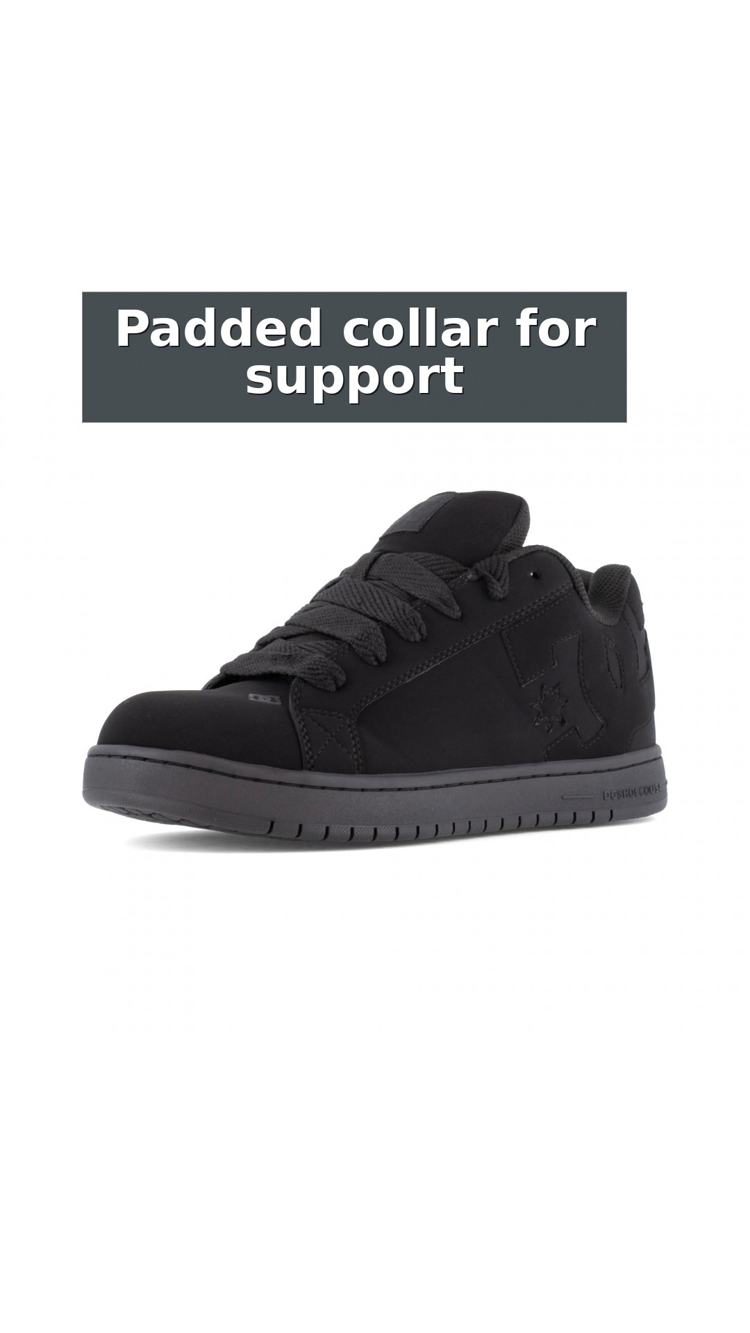DC Work Crew Court Graffik Work Men's Composite Toe - Men's Work Shoe - Black style detail 7: Padded collar for support